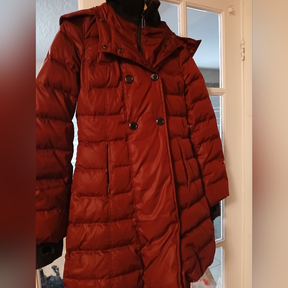 Soia & Kyo Jasmine Long Hooded Coat Burgundy XXS